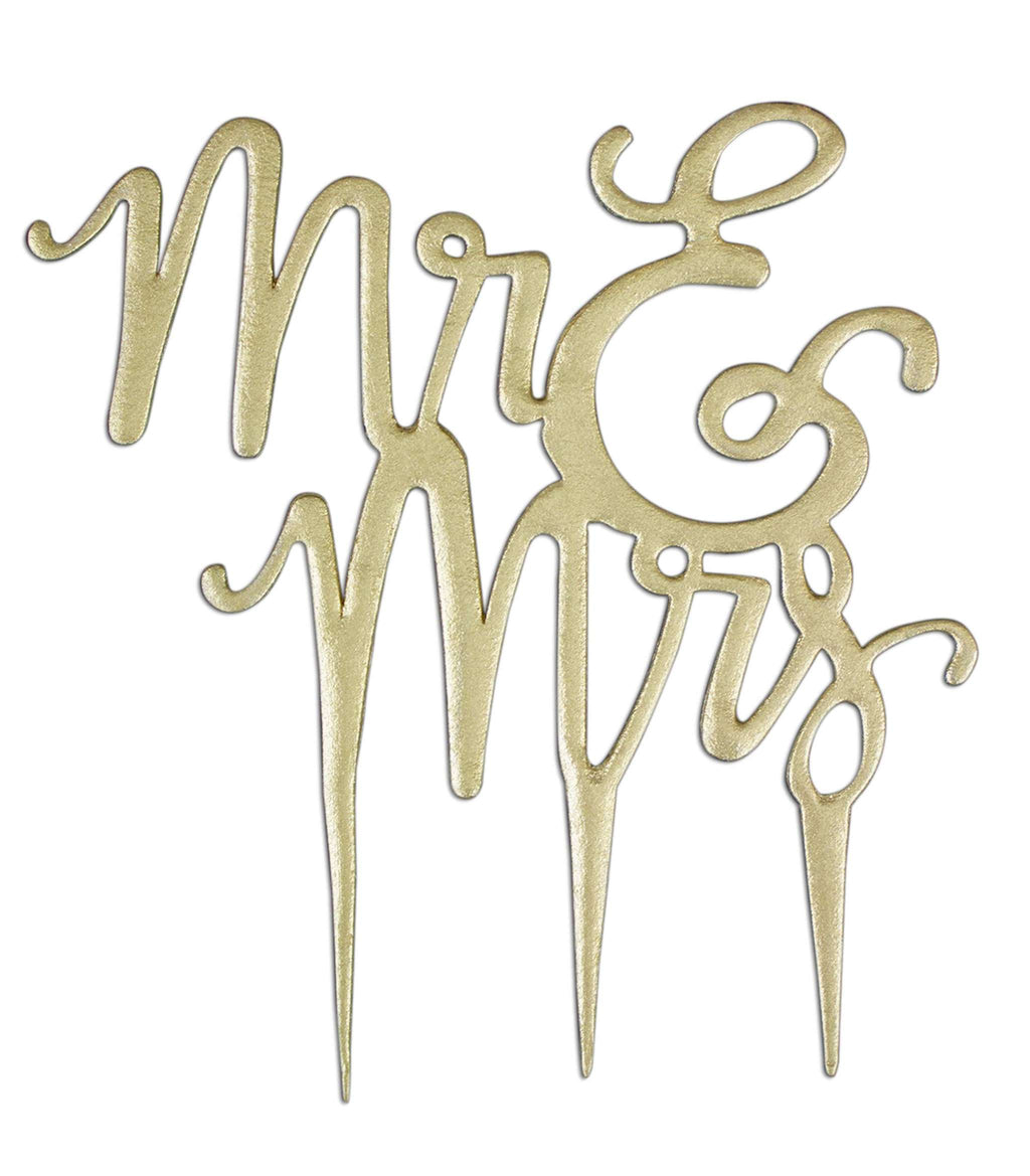 Emporte-pièces en plastique - Topper de gâteau "M. et Mme" en écriture script (185 x 195mm / 7,3 x 7,7 po)