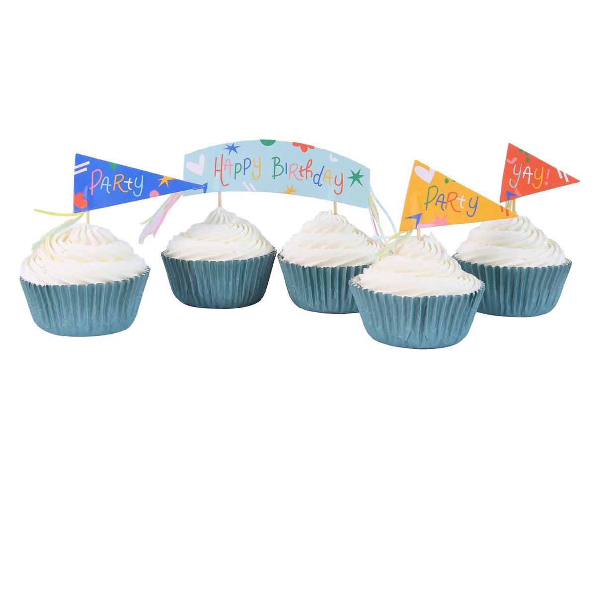 Cupcakeset - Happy Birthday (24 Vormpjes en Toppers)
