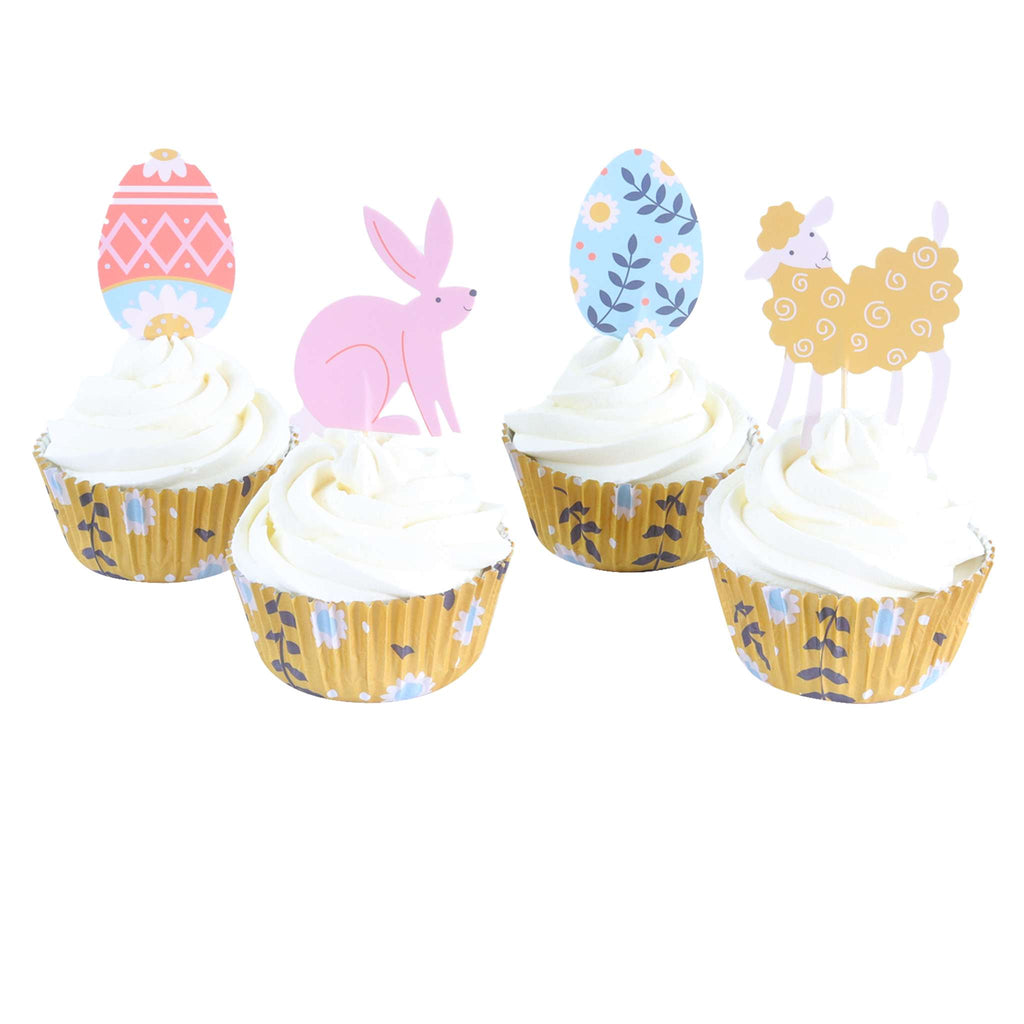 Ensemble de cupcakes - Joyeuses Pâques (24 caissettes et toppers)