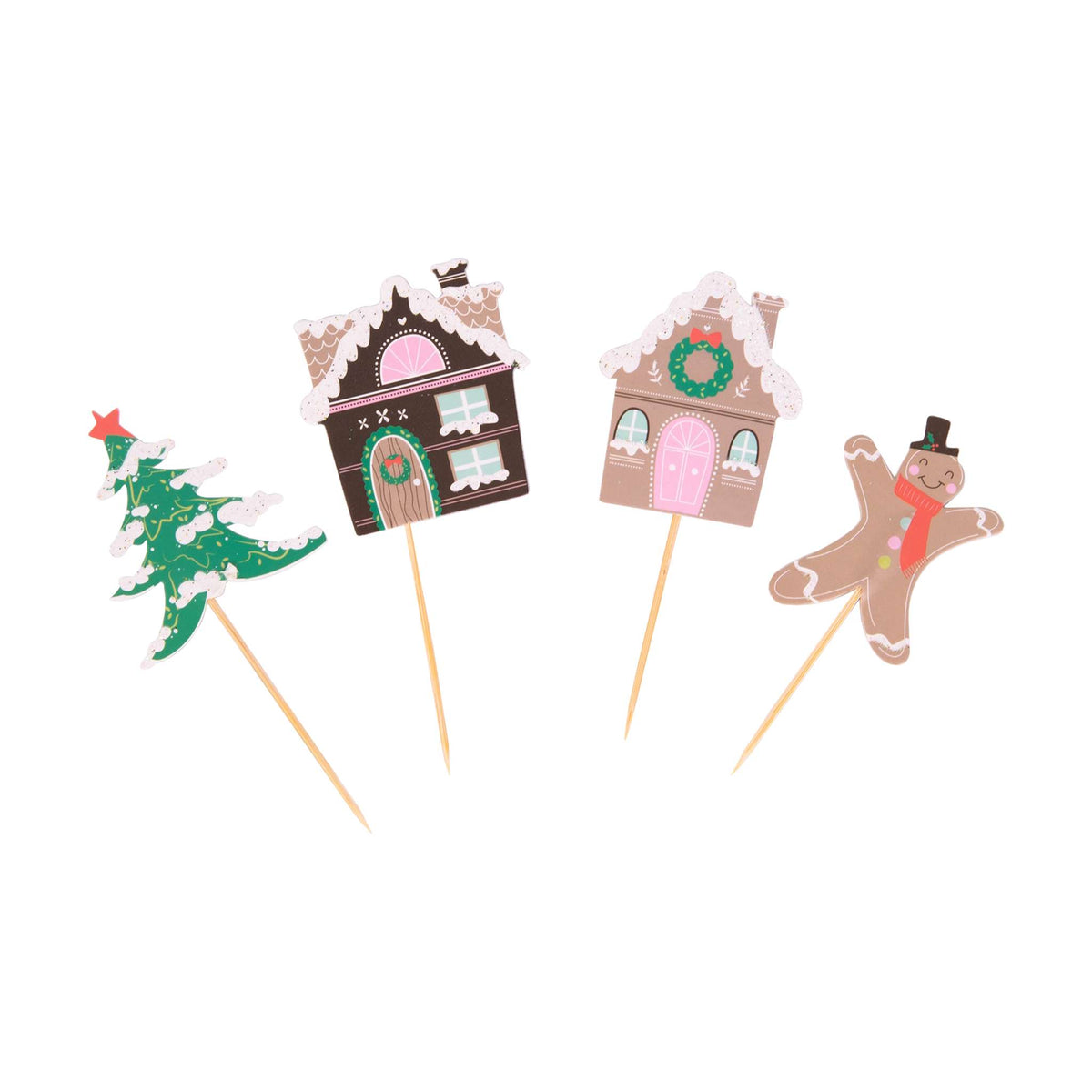 Ensemble de cupcakes - Village de pain d'épices de Noël (24 caissettes et toppers)