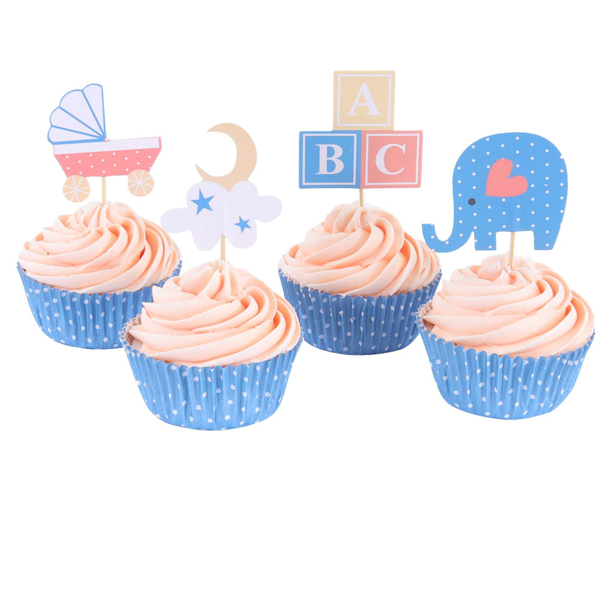 Set de Cupcakes - Nuevo Bebé (24 estuches y toppers)