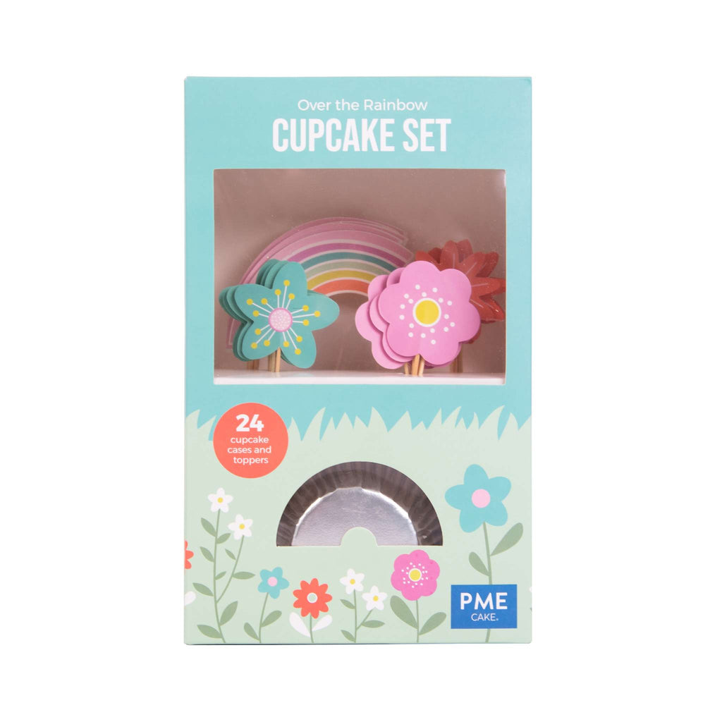 Cupcake-Dekorationsset - Über dem Regenbogen (24 Förmchen und Toppers)