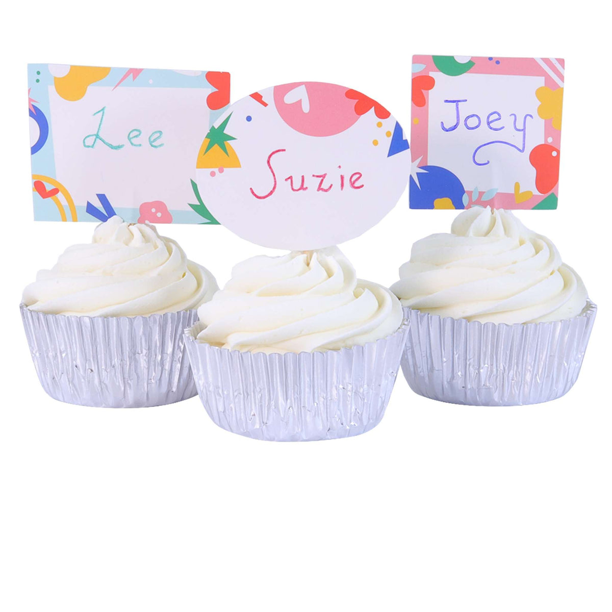 Cupcake-Dekorationsset - Schreib deine eigene Nachricht (24 Förmchen und Toppers)