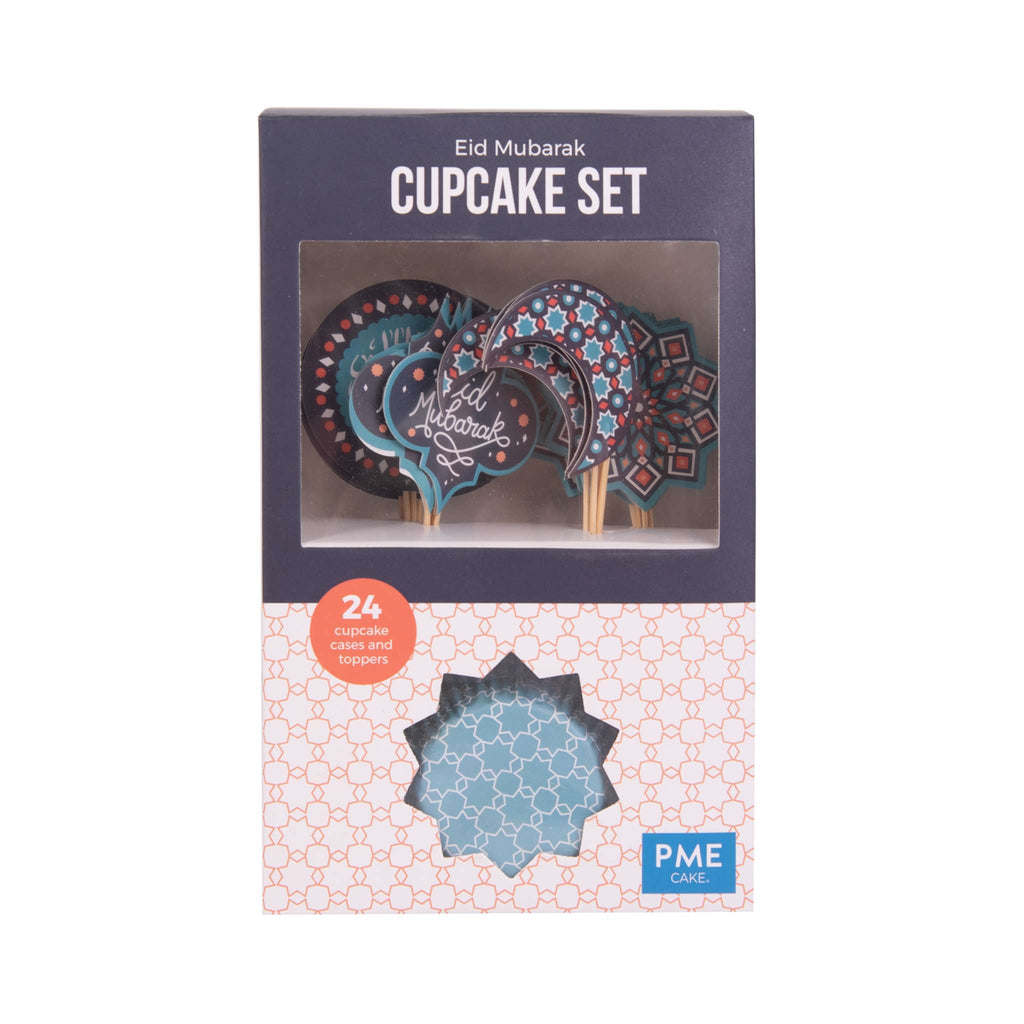 Cupcake-Dekorationsset - Eid Mubarak (24 Förmchen und Toppers)