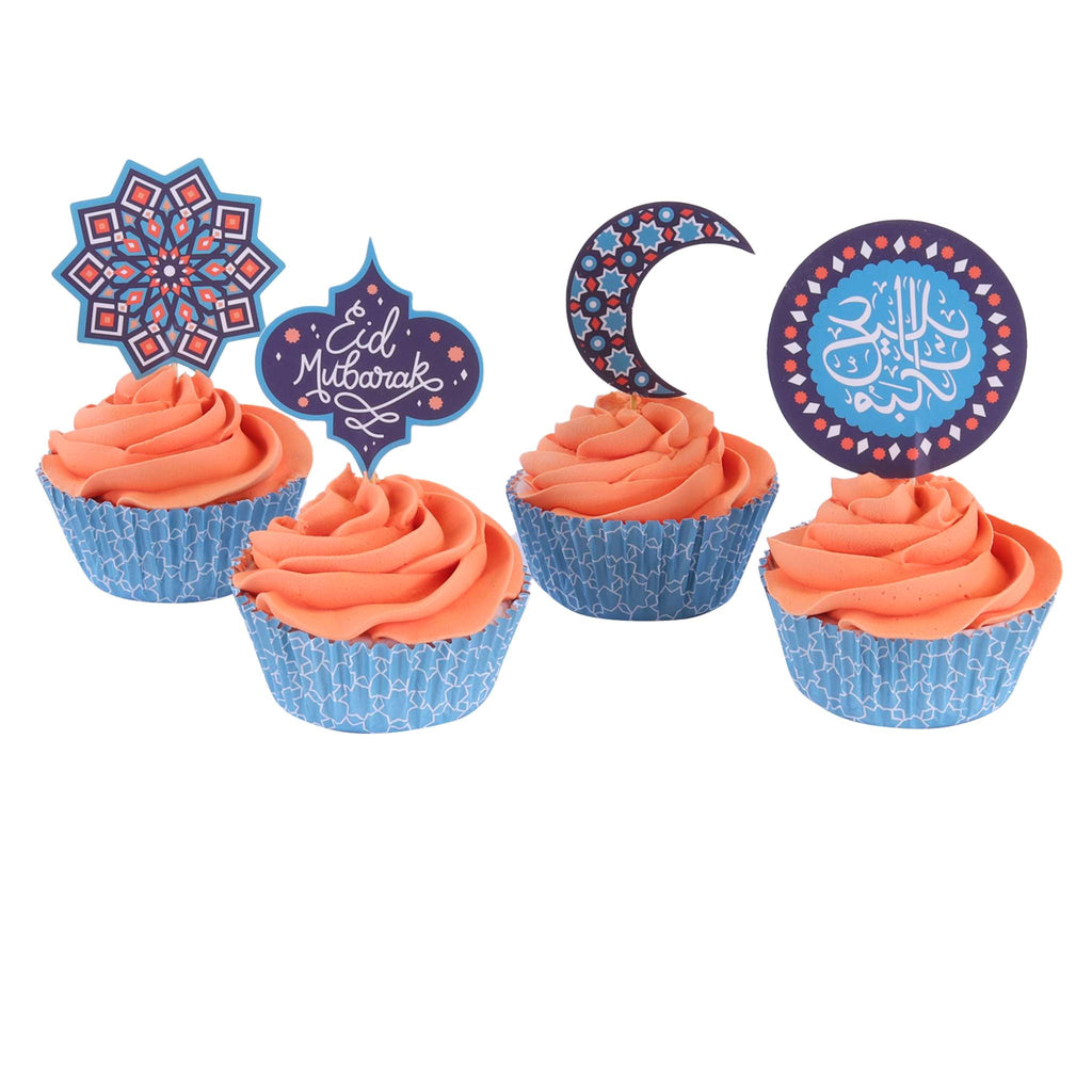 Cupcake-Dekorationsset - Eid Mubarak (24 Förmchen und Toppers)