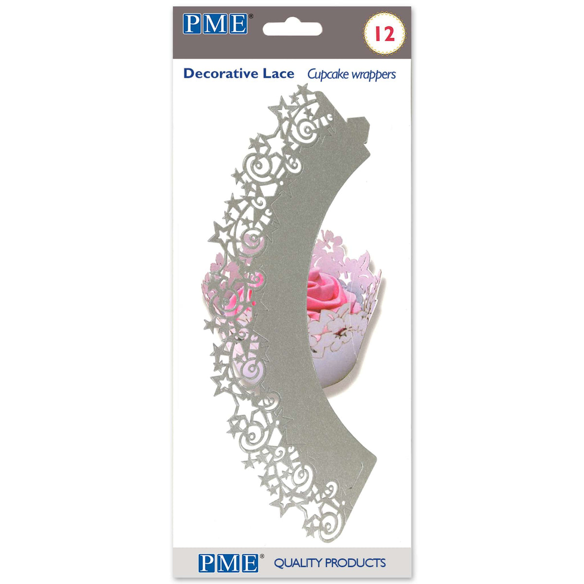 Silver Stars Cupcake Wrappers Pk/12