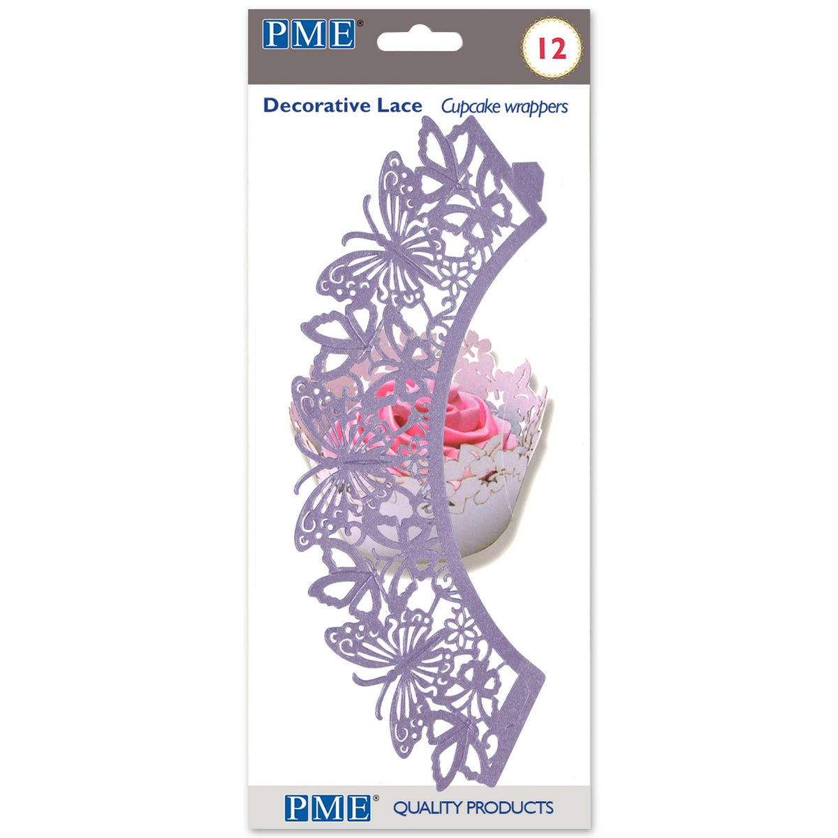 Cupcake-wikkels - Mauve Vlinder - Pk/12