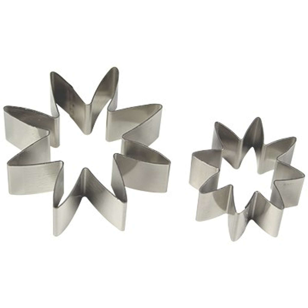 Cortadores de 8 Pétalos de Margarita de Acero Inoxidable, Tamaño Mediano, Set de 2