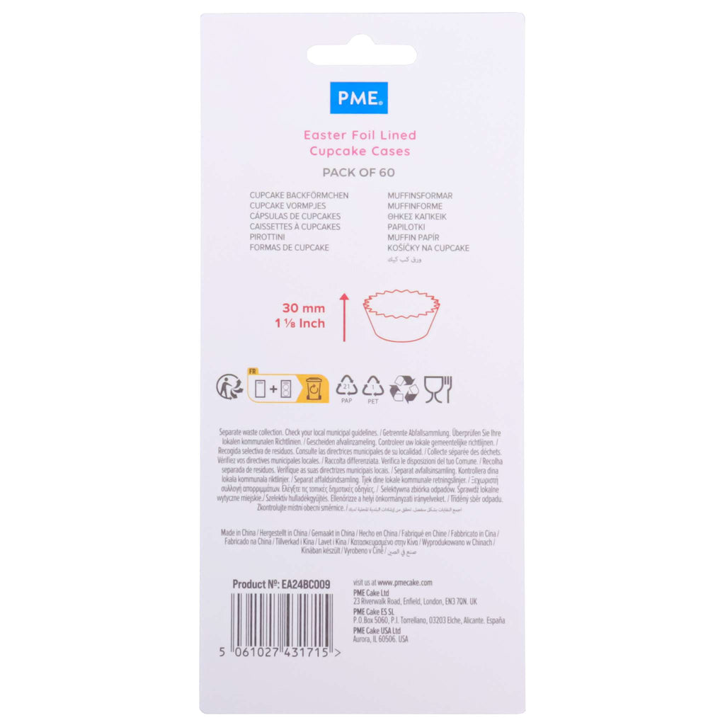 Pascua Cápsulas para Cupcakes forradas de Aluminio - Feliz Pascua (Set de 60)