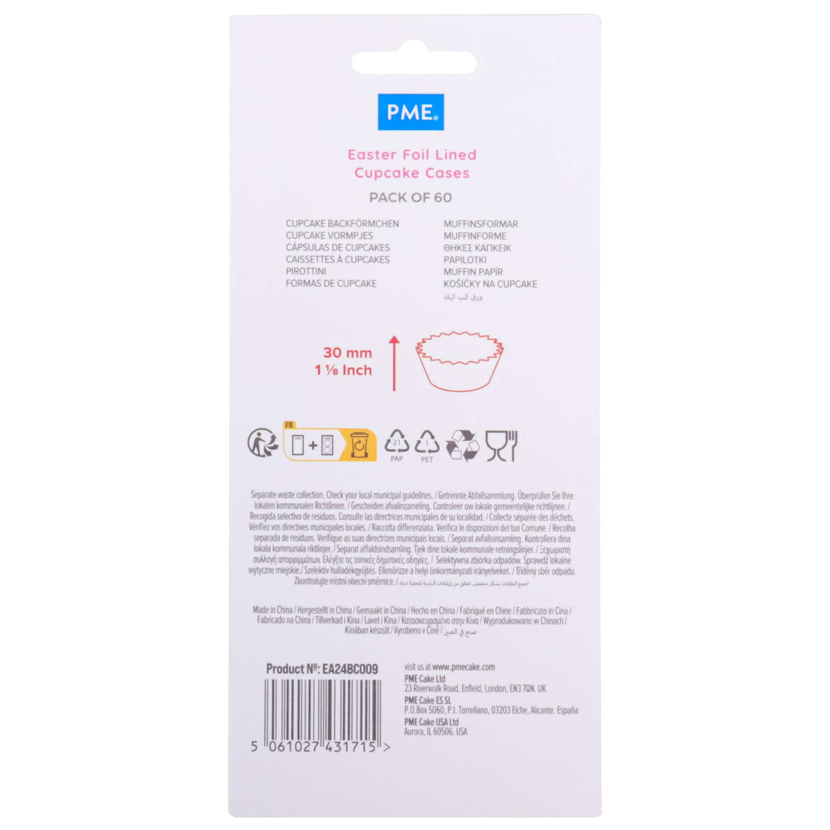 Pascua Cápsulas para Cupcakes forradas de Aluminio - Feliz Pascua (Set de 60)
