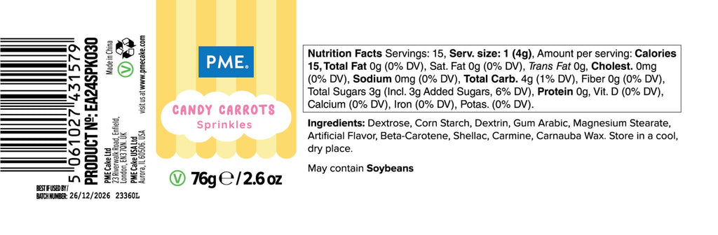 Candy Carrots Sprinkles  (76g / 2.6oz)