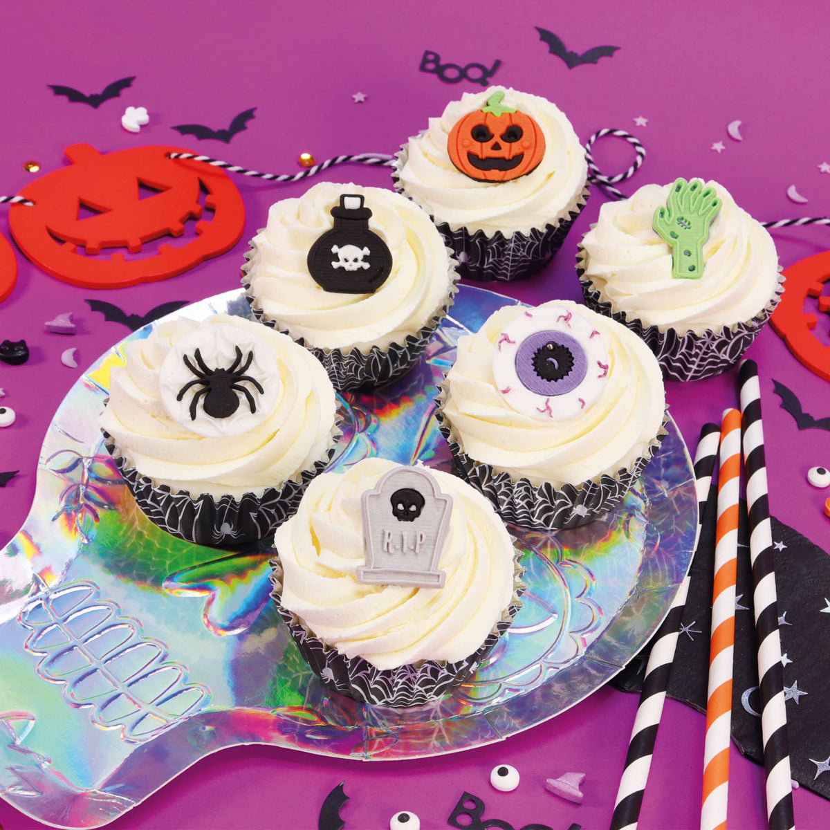 Halloween Essbare Cupcake Topper Dekorationen, Set aus 6