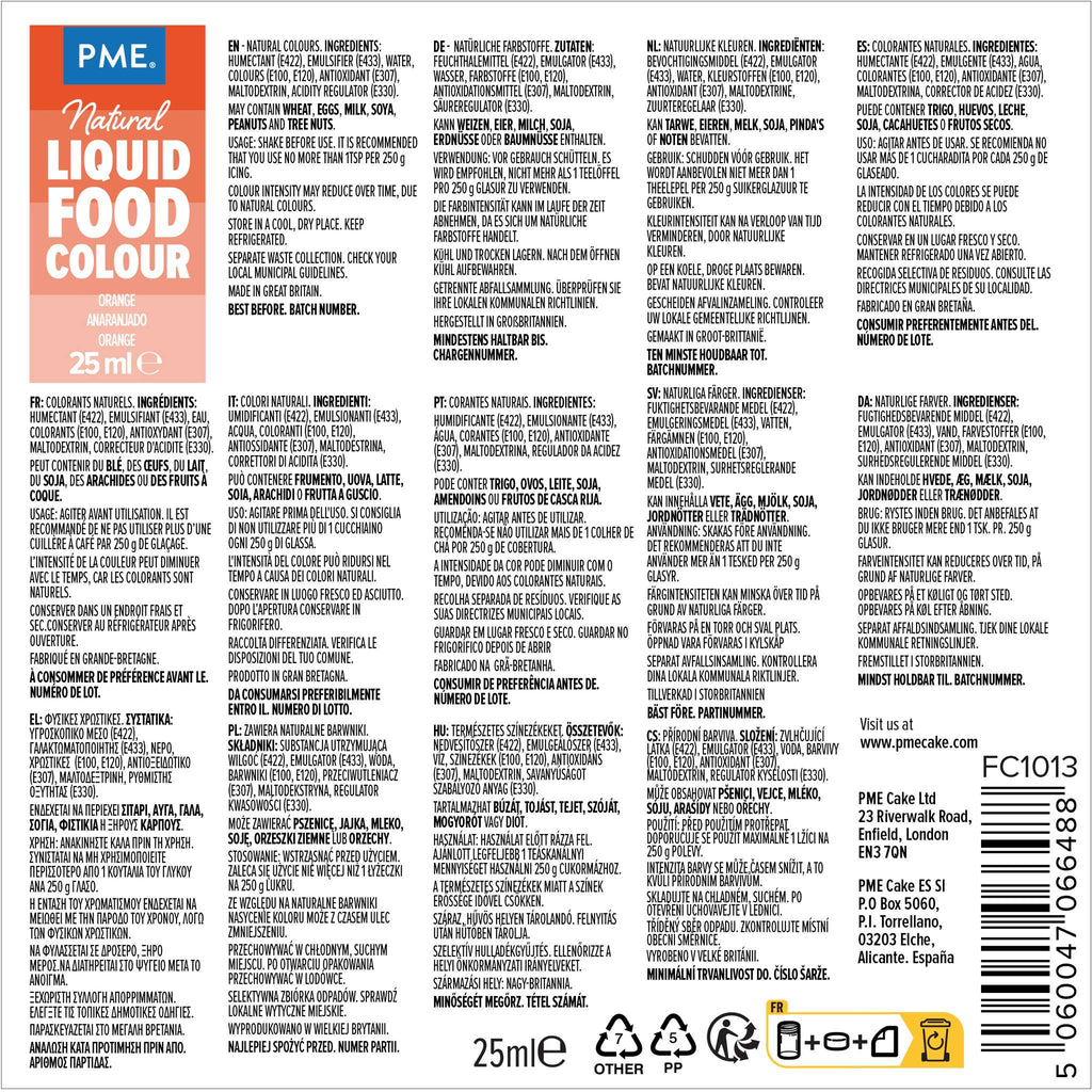 100% natürliches flüssiges Lebensmittelfarbstoff - Orange (25ml)