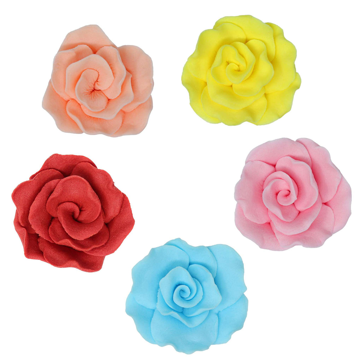 Sugar Roses Assorted Colours, 40mm, Pack of 36