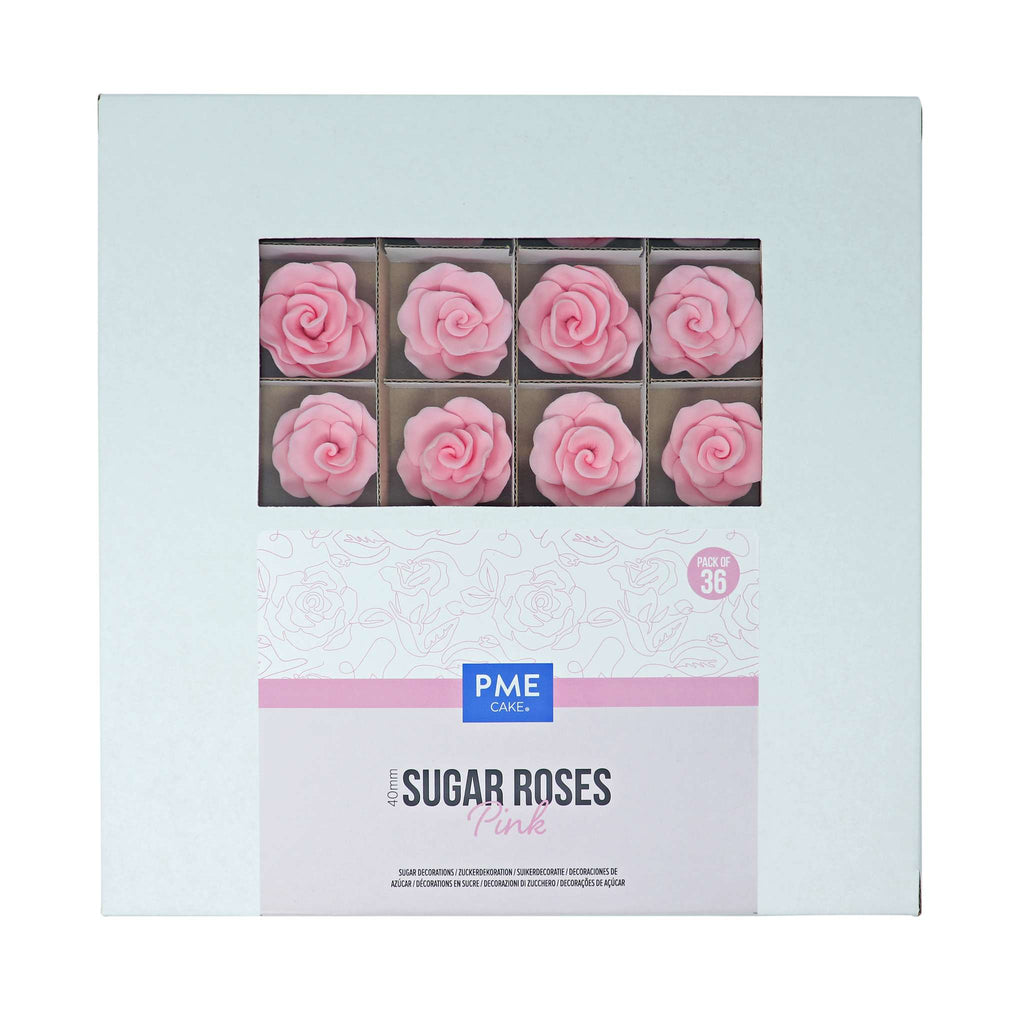 40mm Suikerrozen voor Taartdecoratie, 36 stuks (Roze)