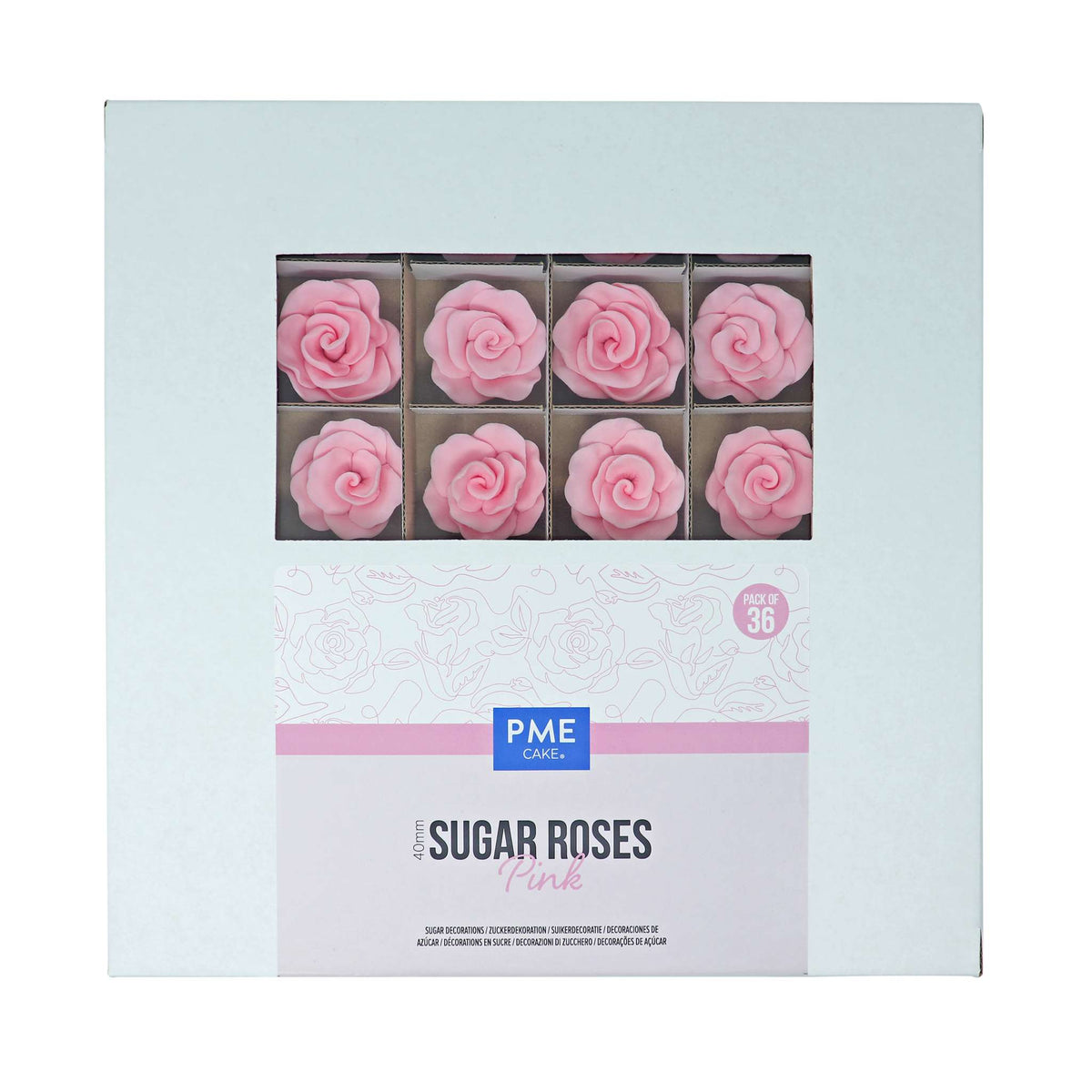 40mm Suikerrozen voor Taartdecoratie, 36 stuks (Roze)