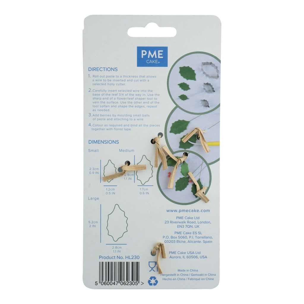 Holly Leaf Fondant Cutters Set Of 3