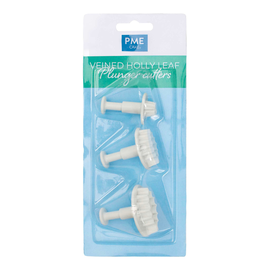 Veined Holly Leaf Plunger Fondant Cutters Set Of 3