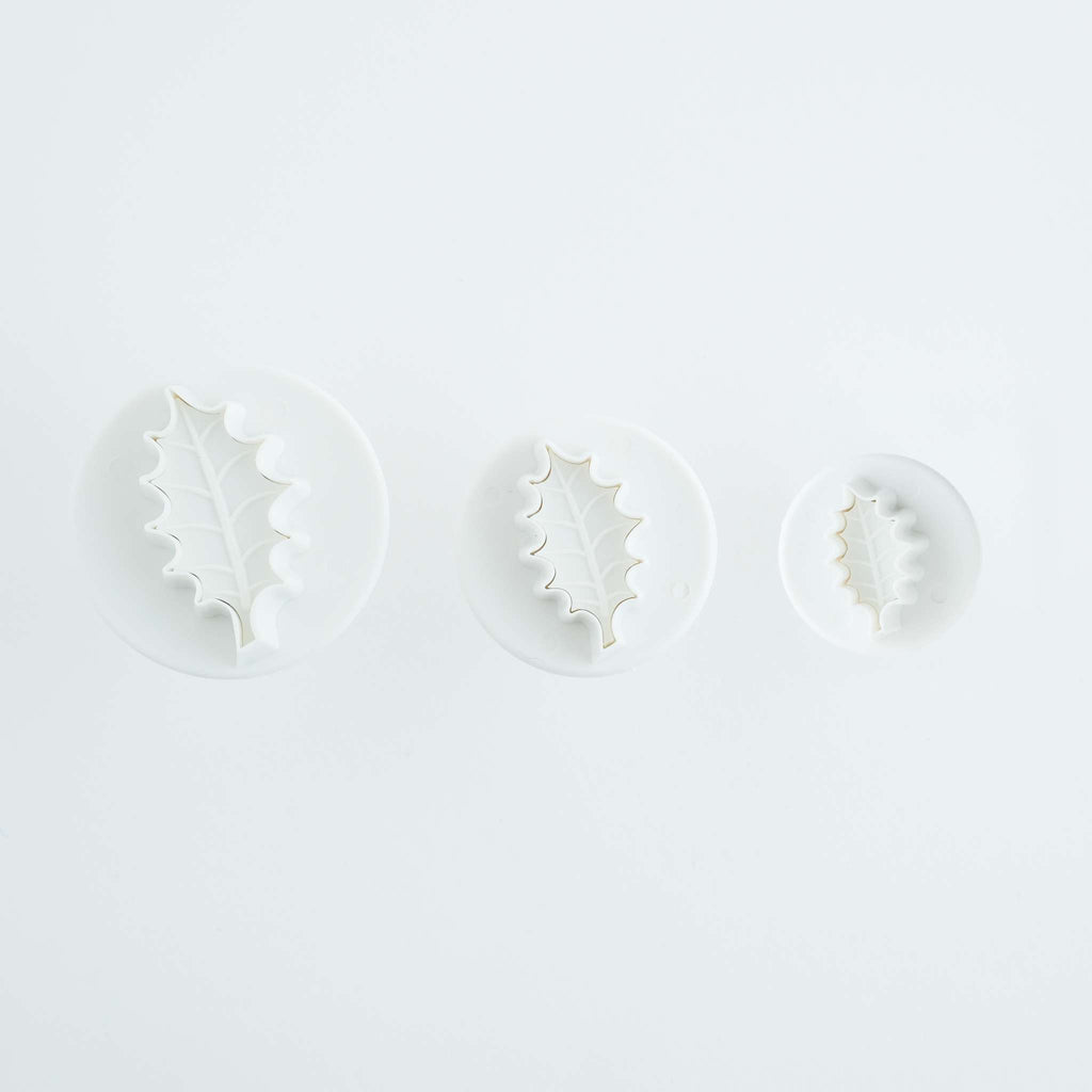 Veined Holly Leaf Plunger Fondant Cutters Set Of 3