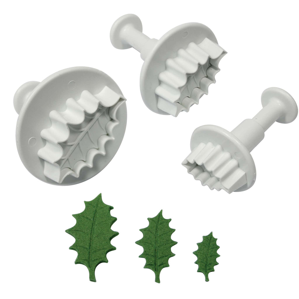 Veined Holly Leaf Plunger Fondant Cutters Set Of 3
