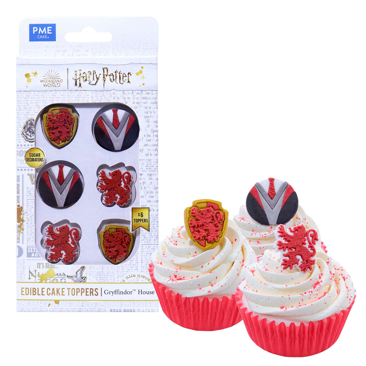 Harry Potter Essbare Zucker Tortenaufsatz, 6er-set, Gryffindor