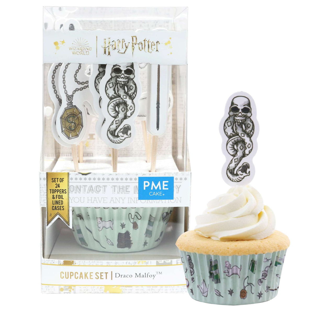 Harry Potter Set de 24 caissettes à cupcakes et toppers, Draco Malfoy
