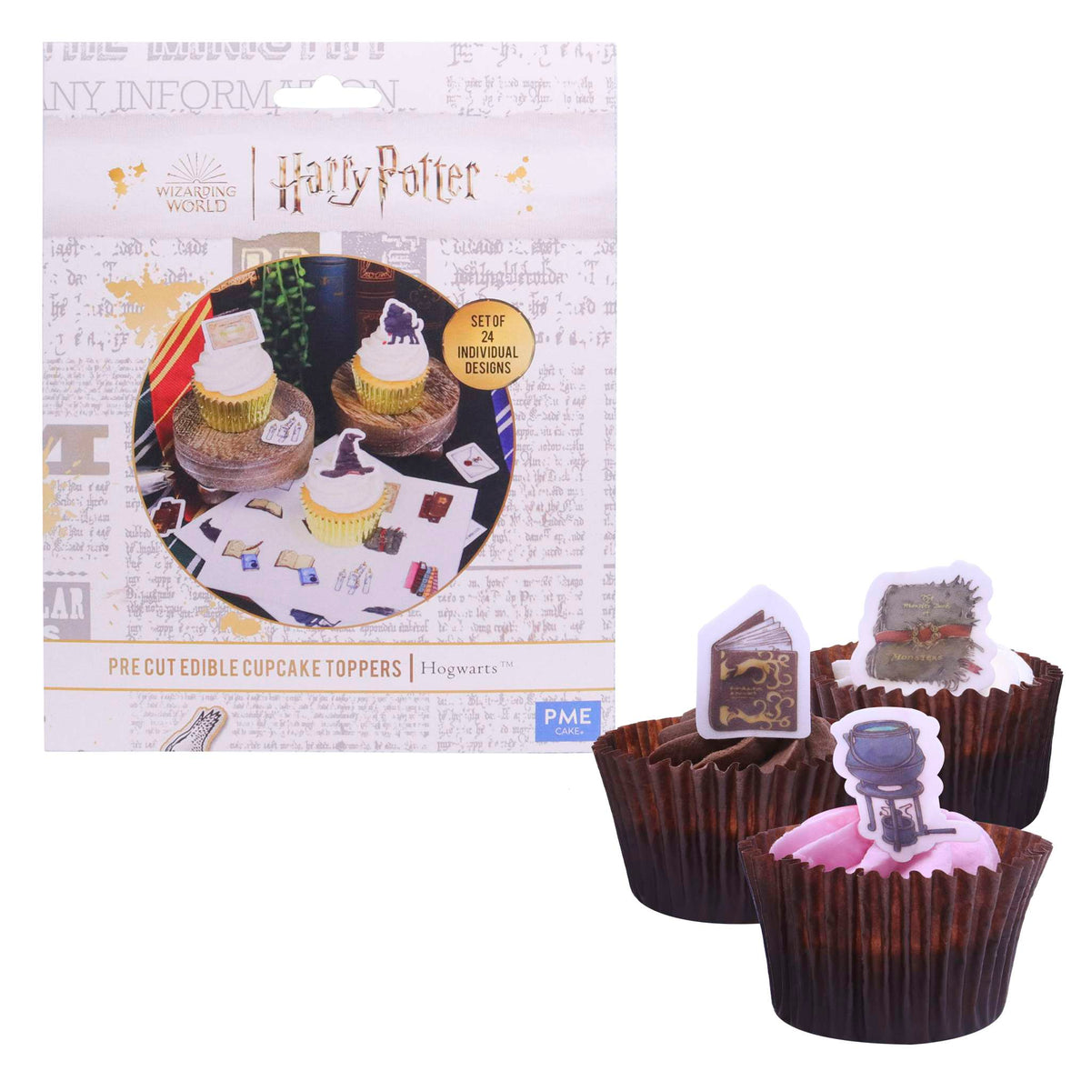 Harry Potter Suikervel cupcake toppers, 24 stuks, Hogwarts