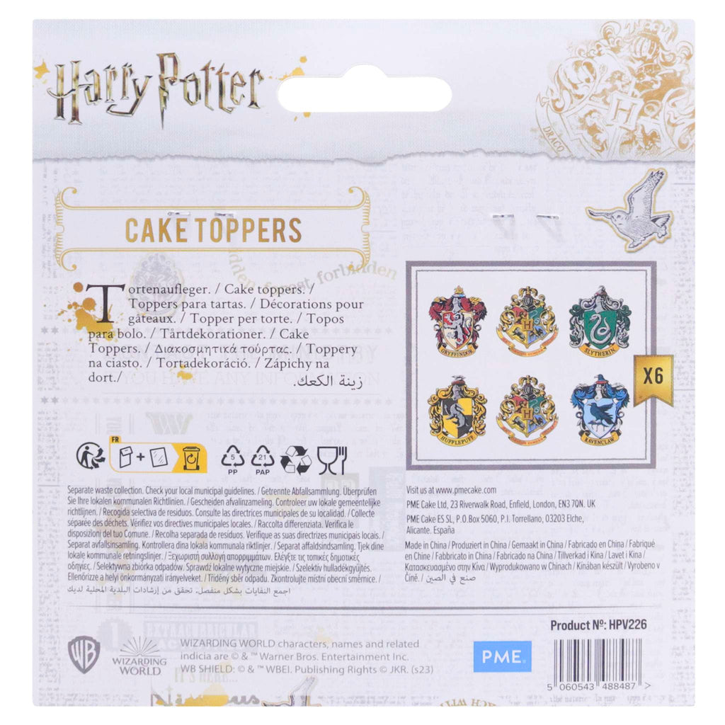 Harry Potter Taarttoppers, 6 stuks, Hogwarts Wapens