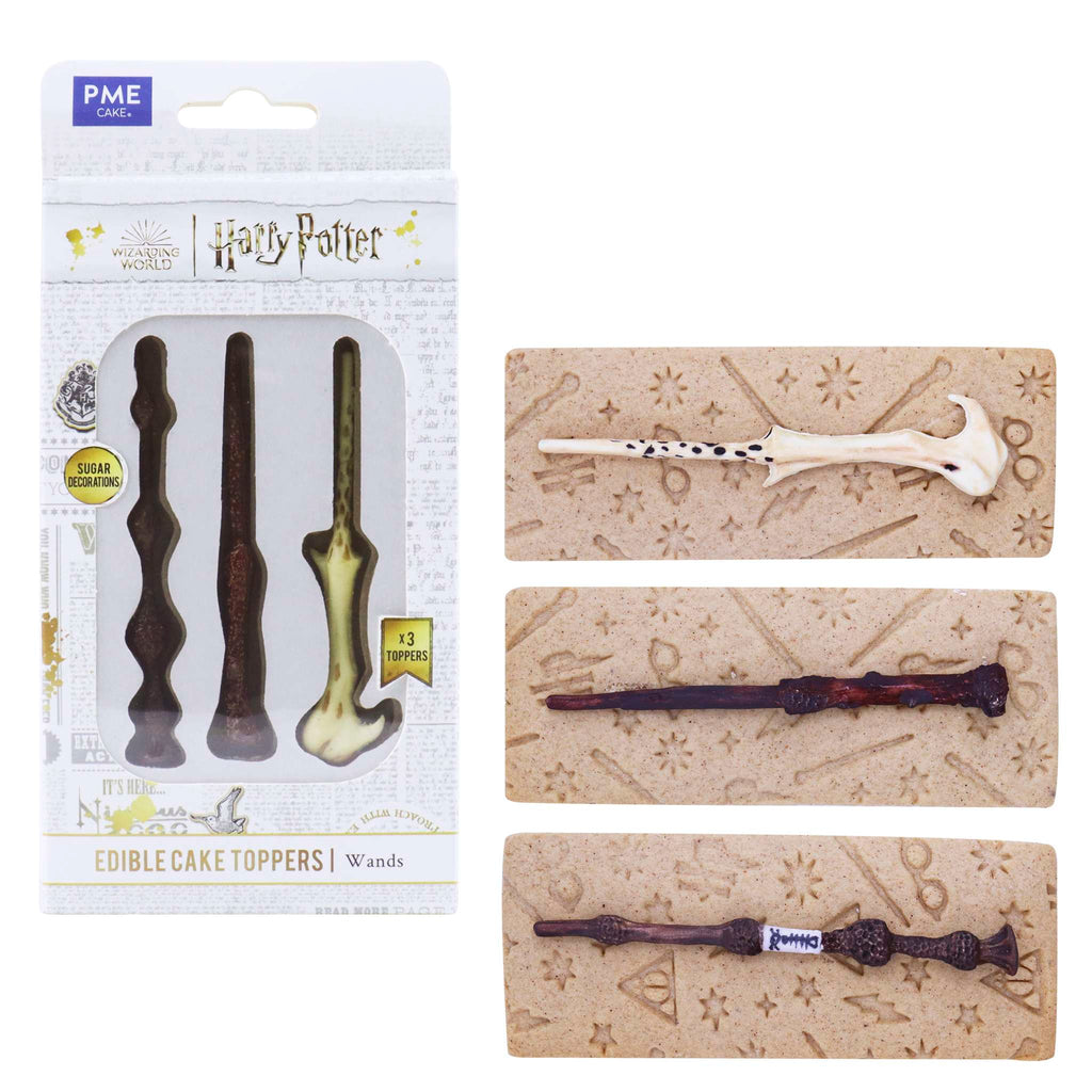 Harry Potter Set de 3 Toppers de Cupcakes Comestibles, Baguettes