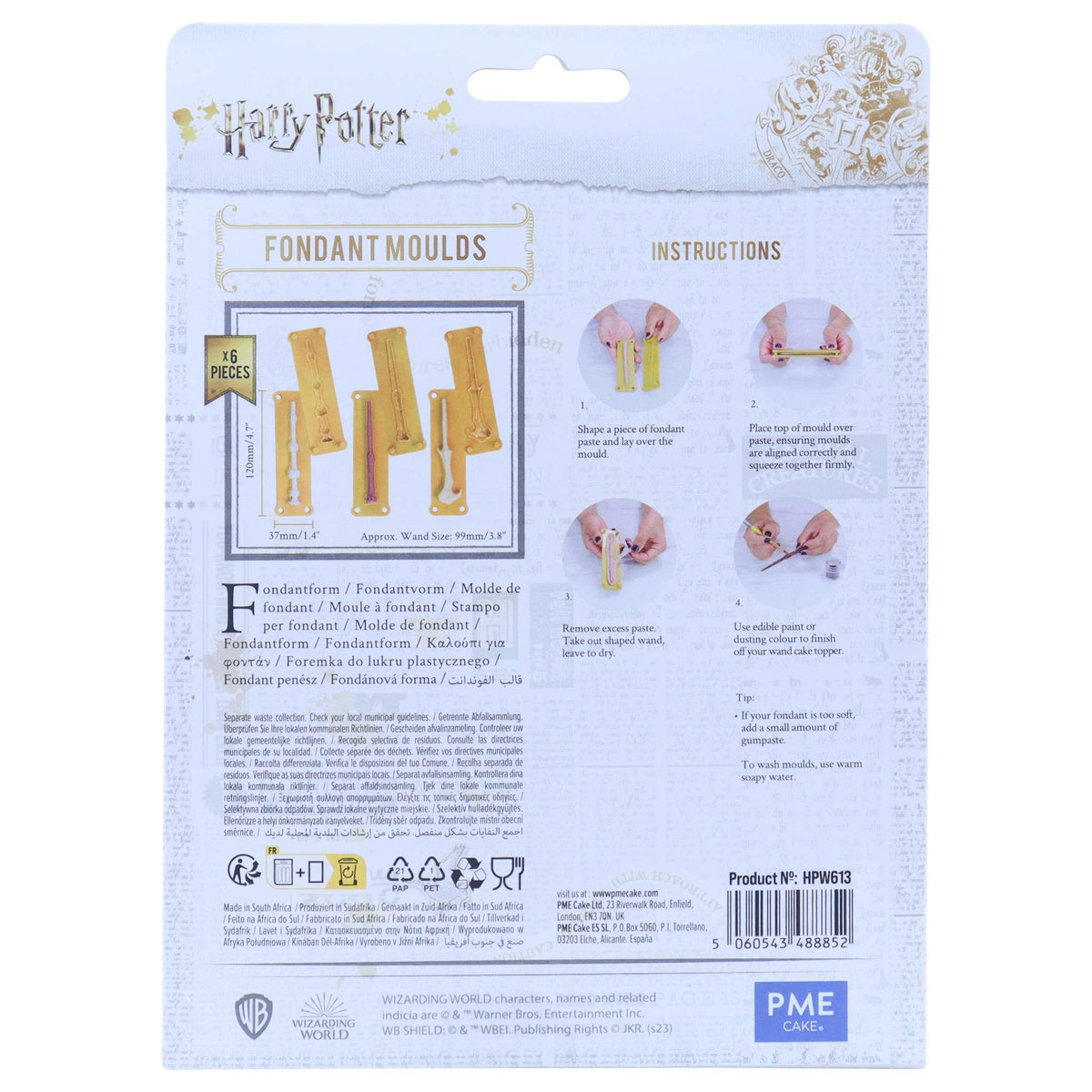 Harry Potter Fondant Mal, Toverstokken, 6 stuks