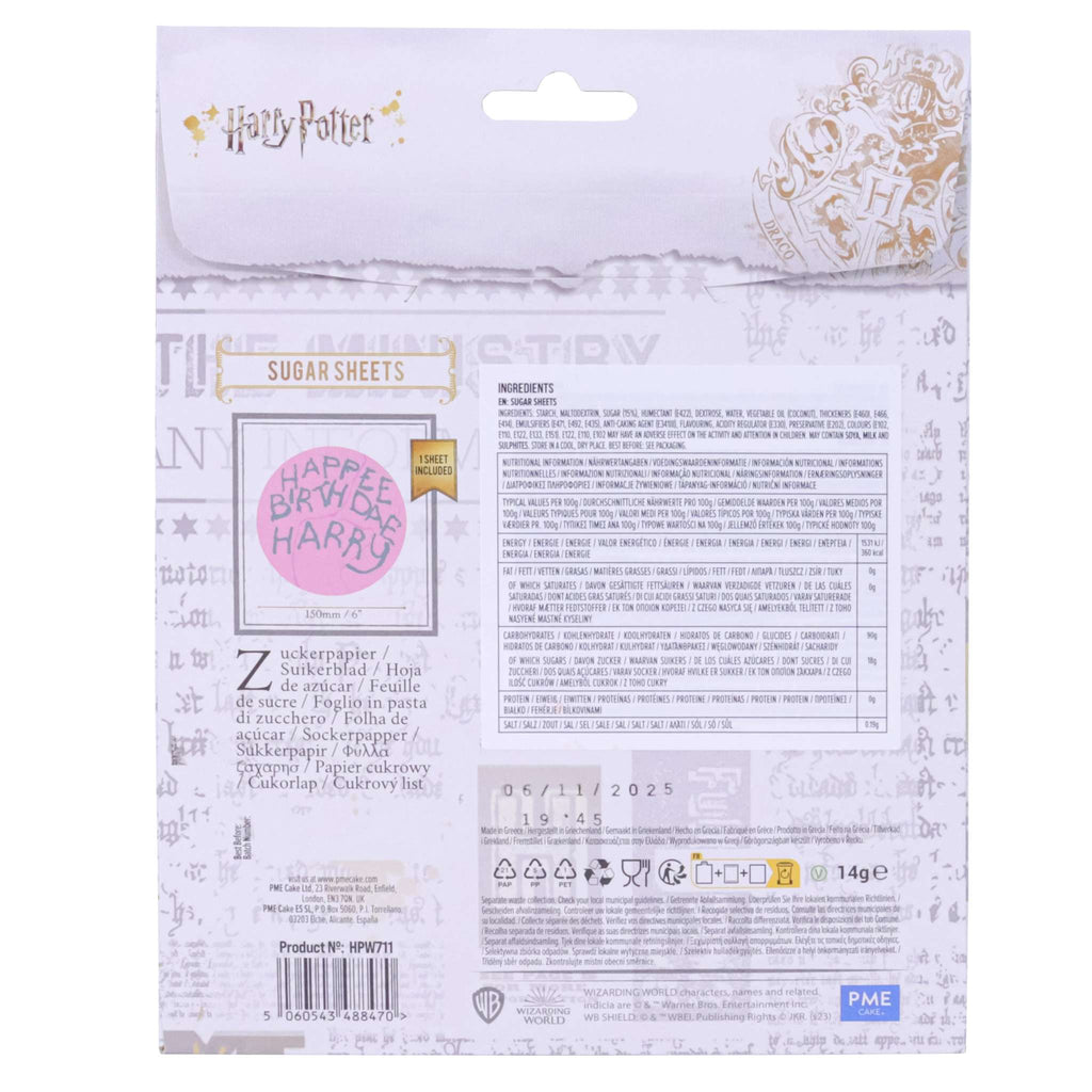 Harry Potter Papel de Azúcar para Pastel "Happee Birthdae" Hagrid, Pequeño