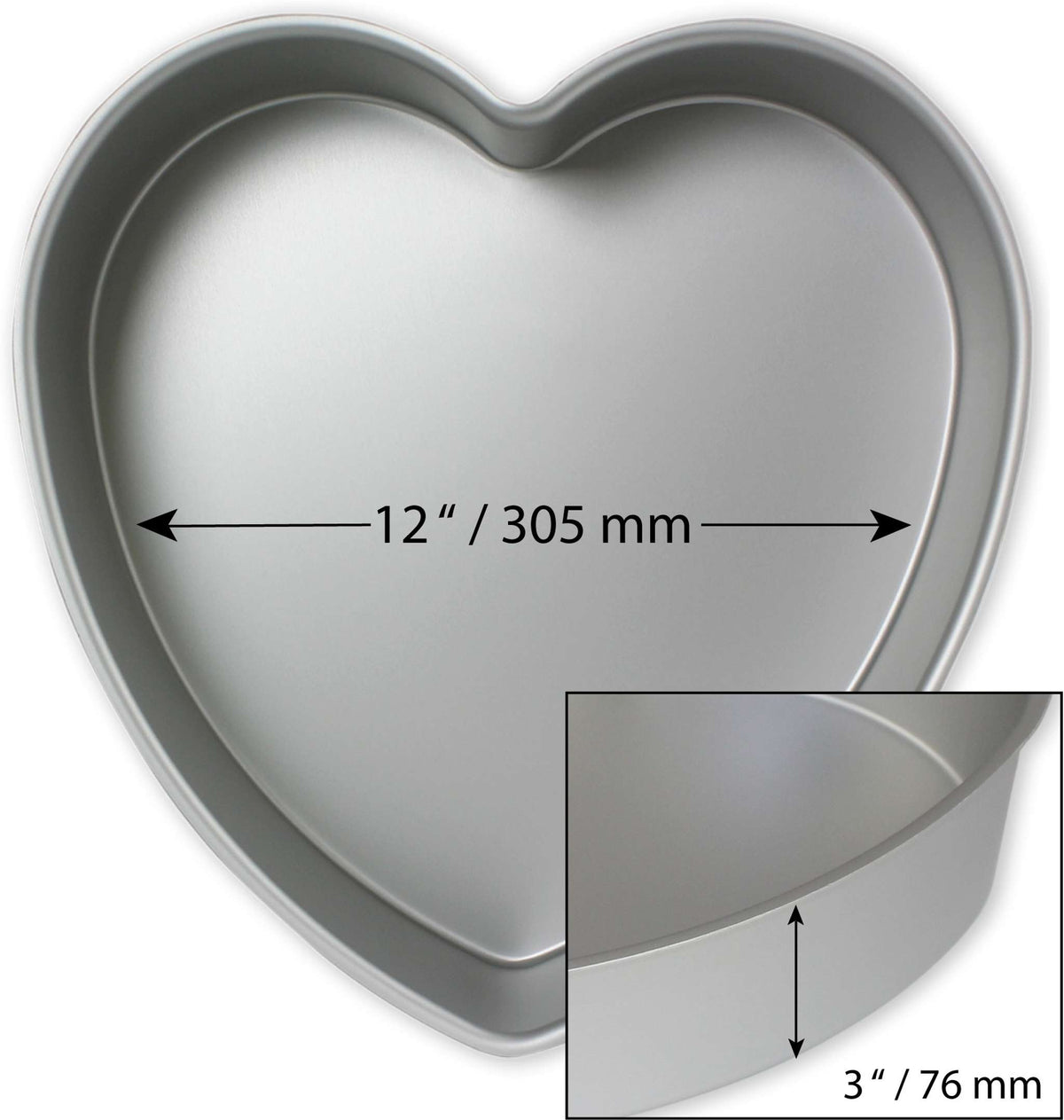 Hartvormige Taartvorm, Aluminium (76 x 305mm)