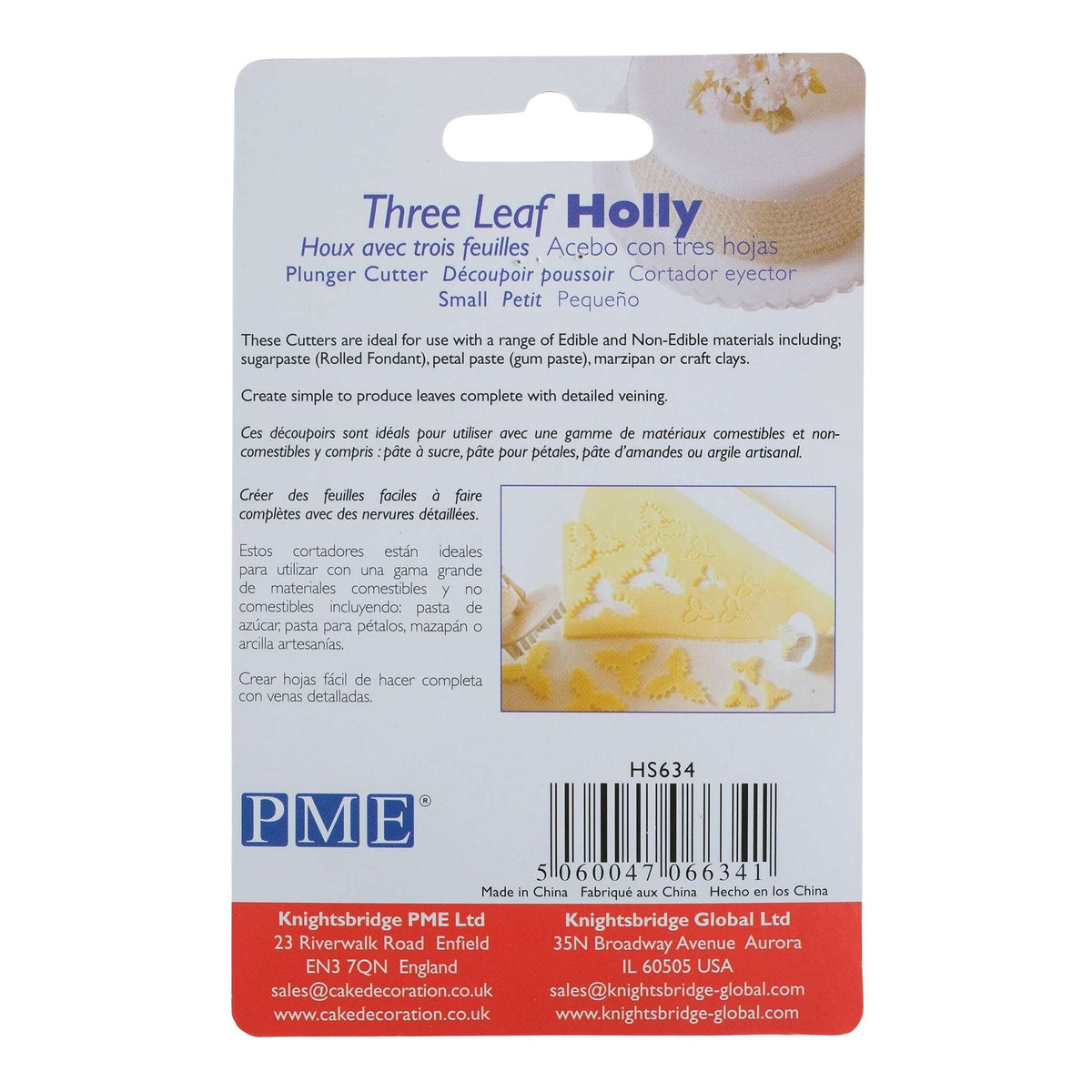Three Leaf Holly Plunger Fondant Cutter (25mm / 1")