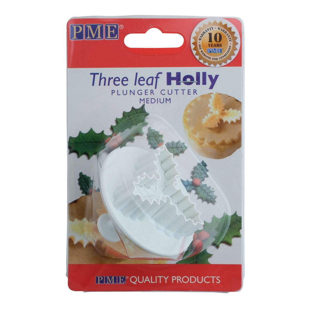 Three Leaf Holly Plunger Fondant Cutter (45mm / 1.7")