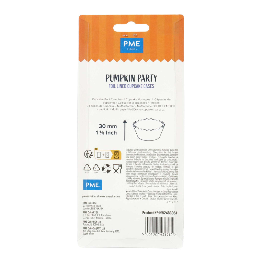 Pumpkin Party Foil Lined Cupcake Cases Pk/60