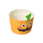 Halloween Kartonbackformen mit Cupcake-Förmchen - Kürbisfratze (12er-Set)
