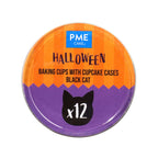 Halloween Moldes Rígidos y Cápsulas blancas para Cupcakes- Gato Negro (Set de 12)