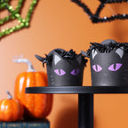 Halloween Moldes Rígidos y Cápsulas blancas para Cupcakes- Gato Negro (Set de 12)