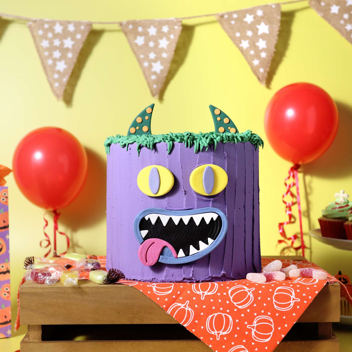 Halloween Essbare Zucker Kuchenaufsätze - Monster (5 Stück)