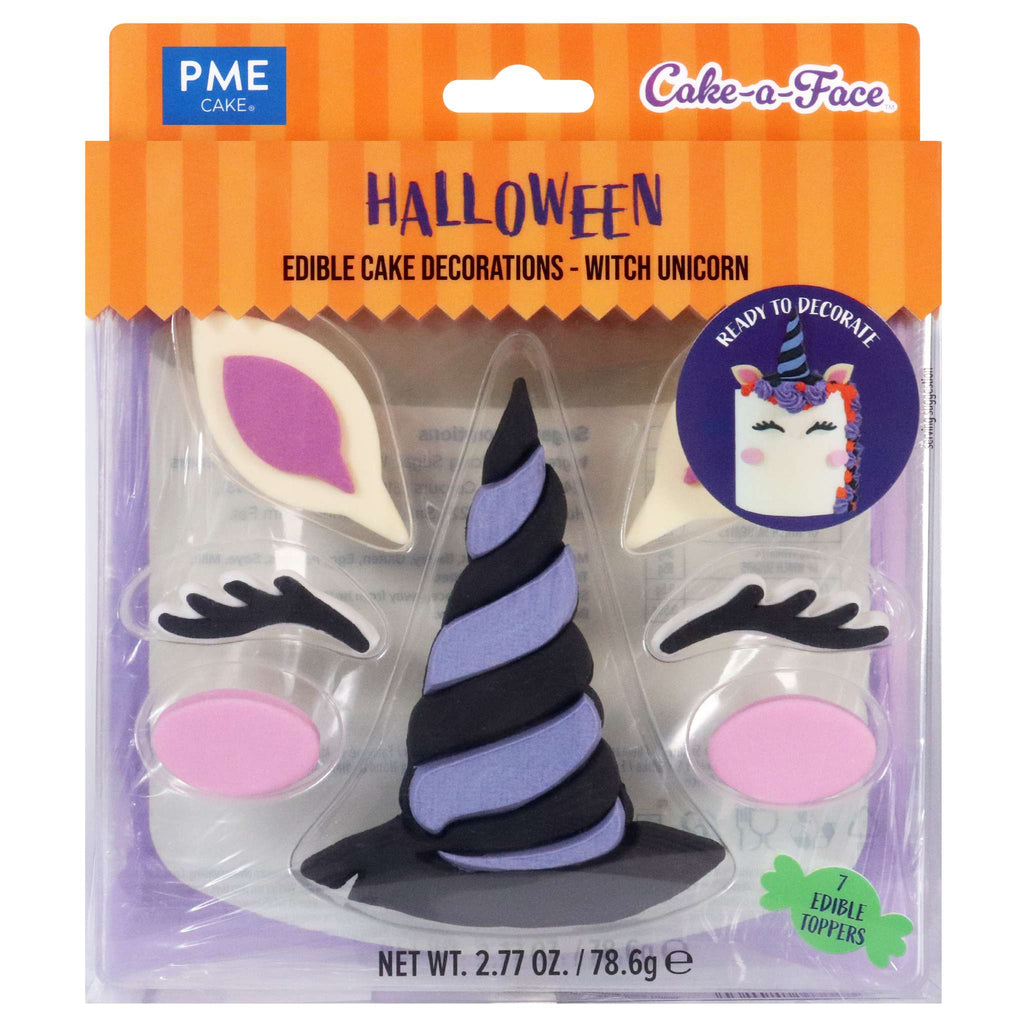 Cake-A-Face Witch Unicorn Edible Cake Decorations Set Of 7  (78.6g / 2.77 OZ.)