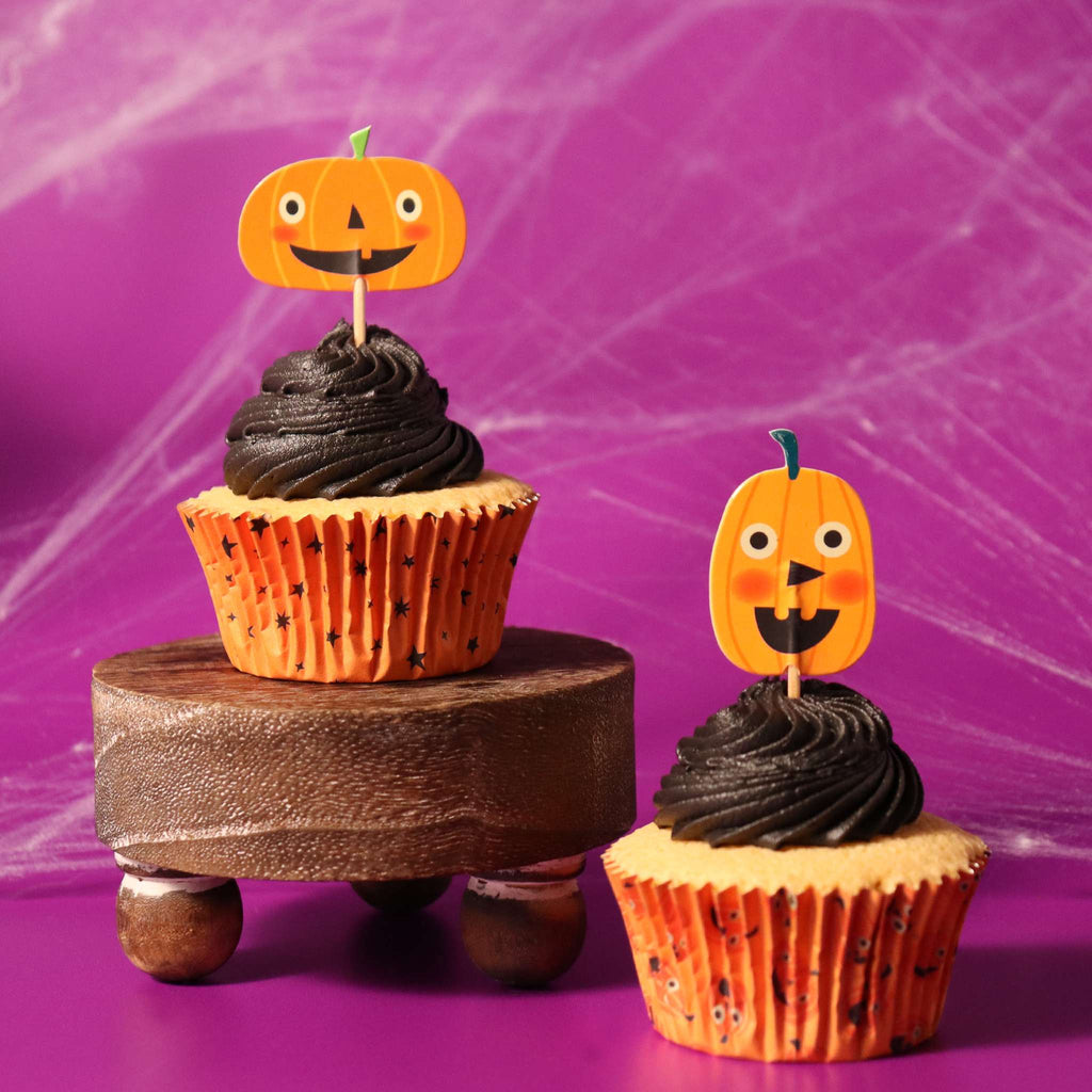Halloween Bakförmchen & Cupcake Dekorationensset - Jack-o-Lantern (48 Stück)