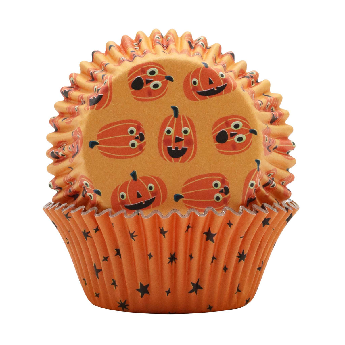Halloween Bakförmchen & Cupcake Dekorationensset - Jack-o-Lantern (48 Stück)