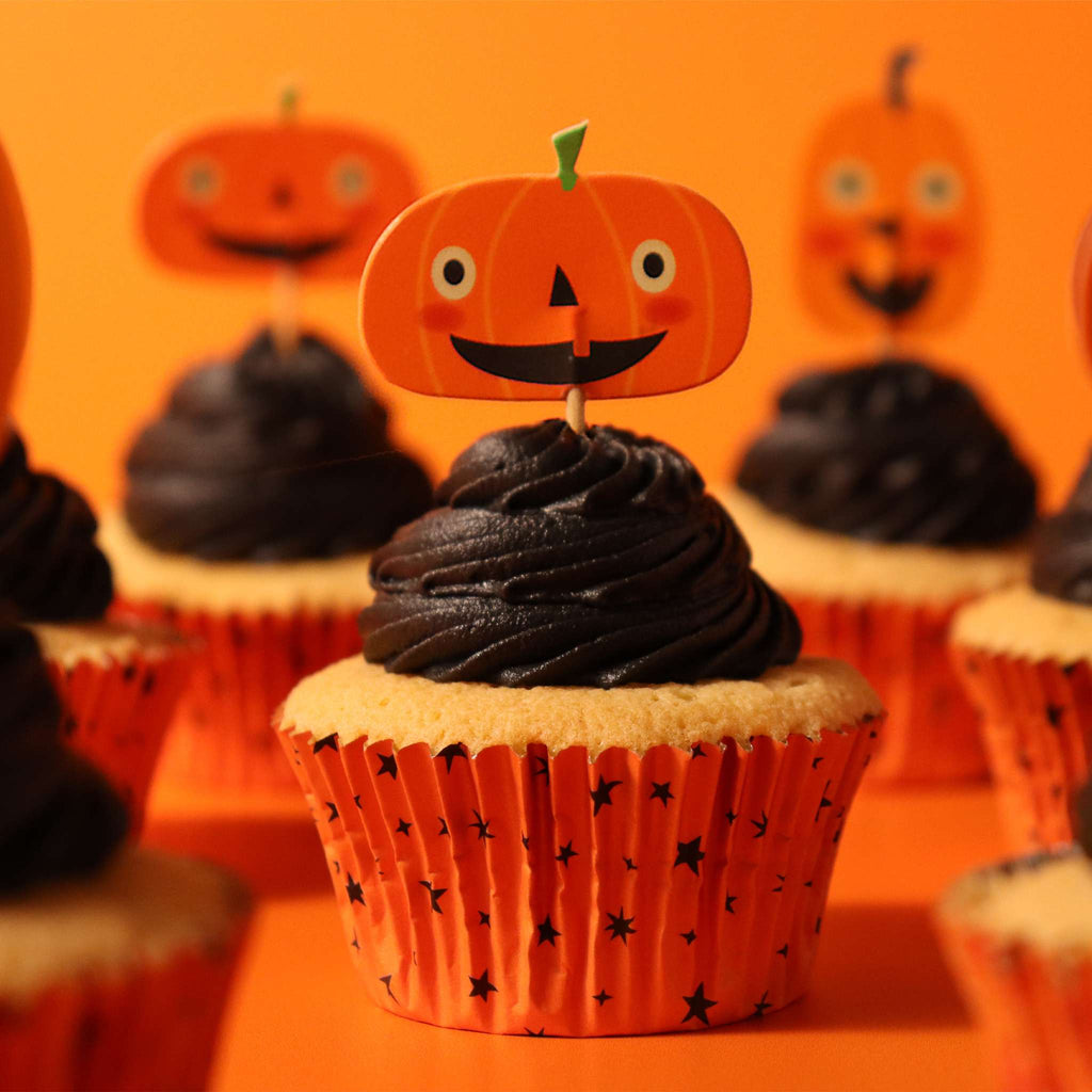 Halloween Bakförmchen & Cupcake Dekorationensset - Jack-o-Lantern (48 Stück)