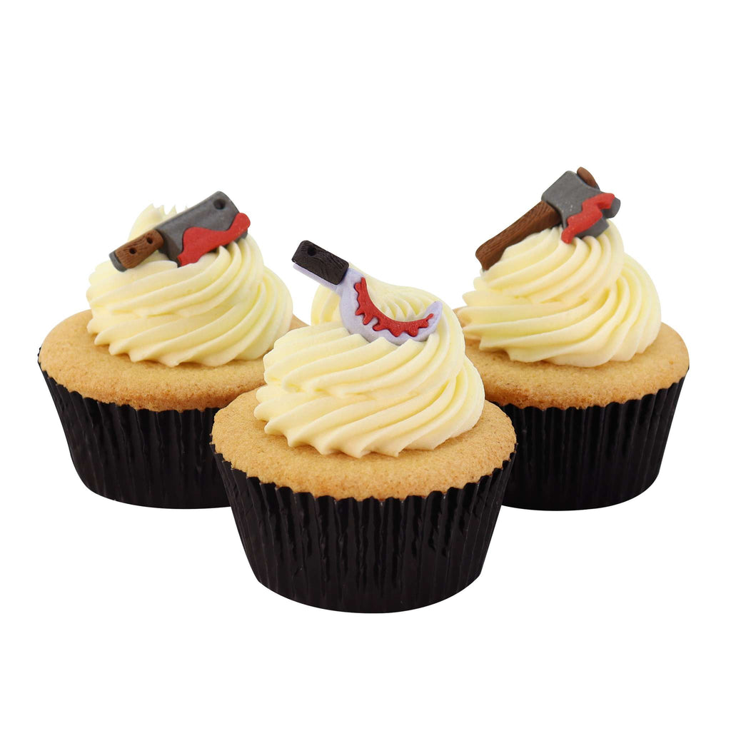 Halloween Eetbare Cupcake Suikerdecoraties - Bloederige Messen (12 stuks)