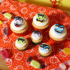 Halloween Essbare Zucker Tortenaufsatz - Monstergesichter (12 Stück)