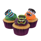 Halloween Essbare Zucker Tortenaufsatz - Monstergesichter (12 Stück)
