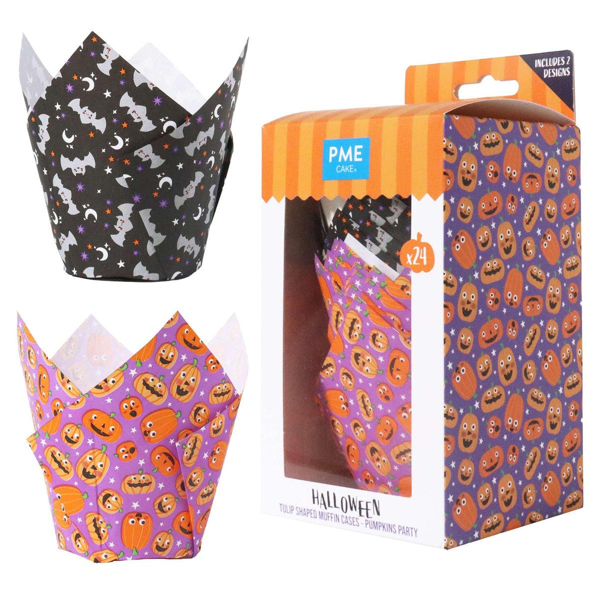 Halloween Tulpmuffinvormpjes - Pompoenfeest (24 stuks)