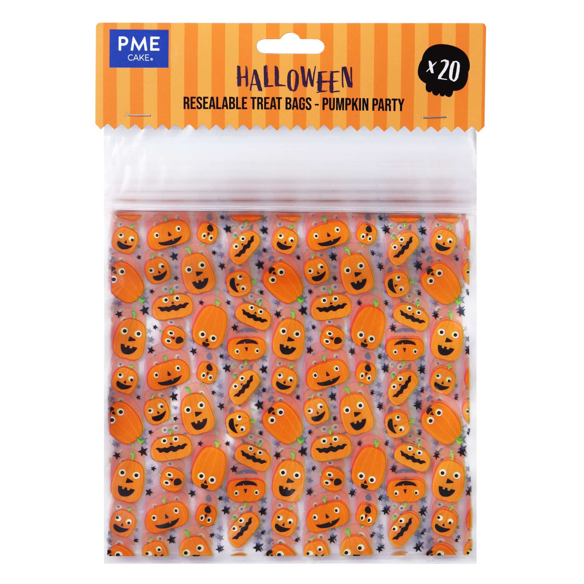 Pumpkin Party Resealable Treat Bags Pk/20