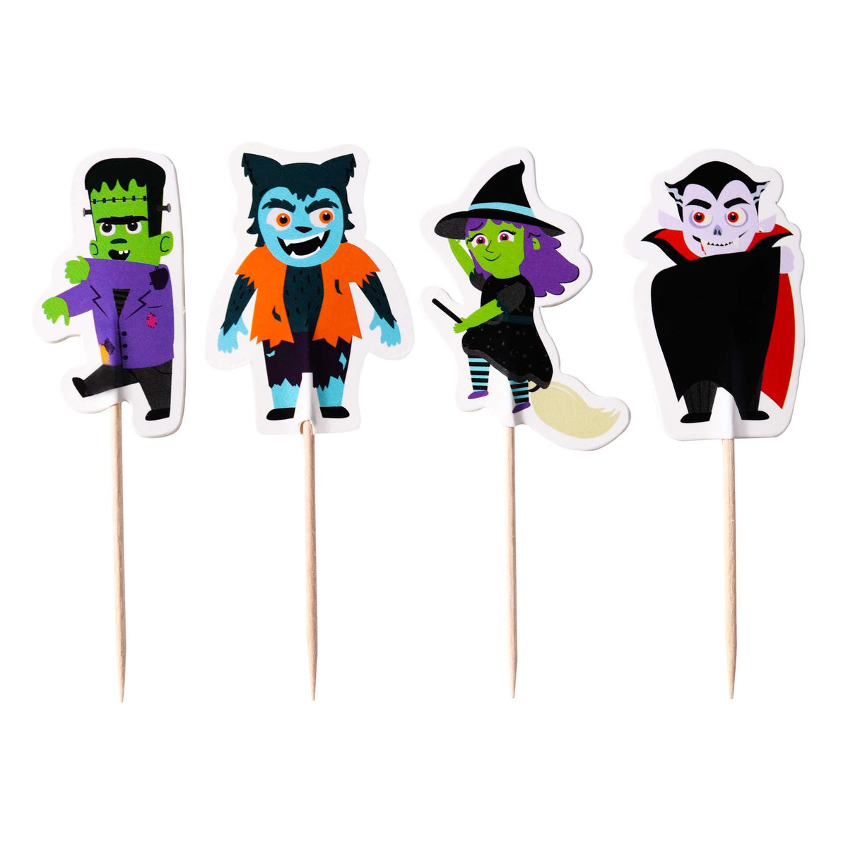 Halloween Toppers Decoración para Cupcakes - Personajes Espeluznantes (Set de 24)