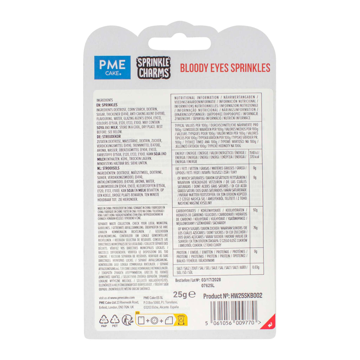 Sprinkle Charms décoratifs pour Halloween - Yeux Sanglants (25g)